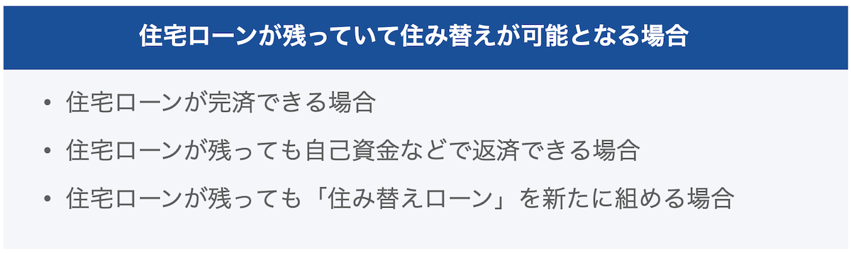 住宅ローンが残ってても住み替え可能な場合