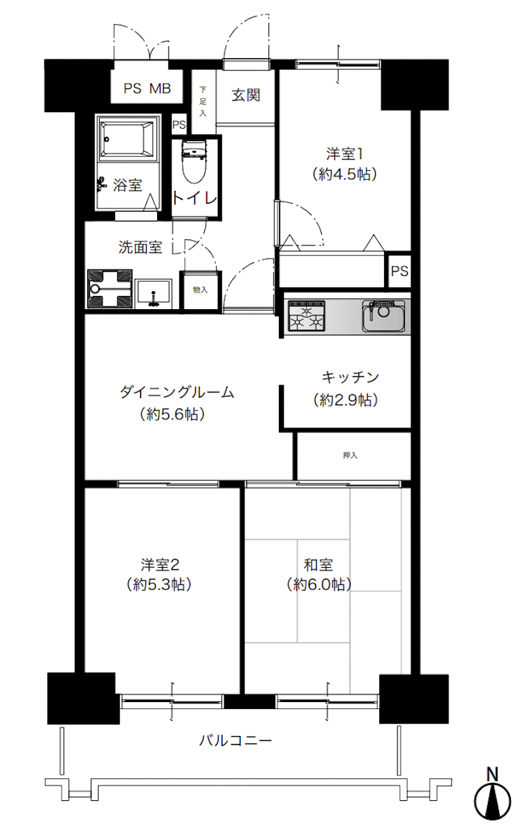 東建品川南ハイツの間取り