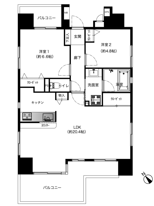 ライオンズマンション新小岩駅前弐番館の間取り図