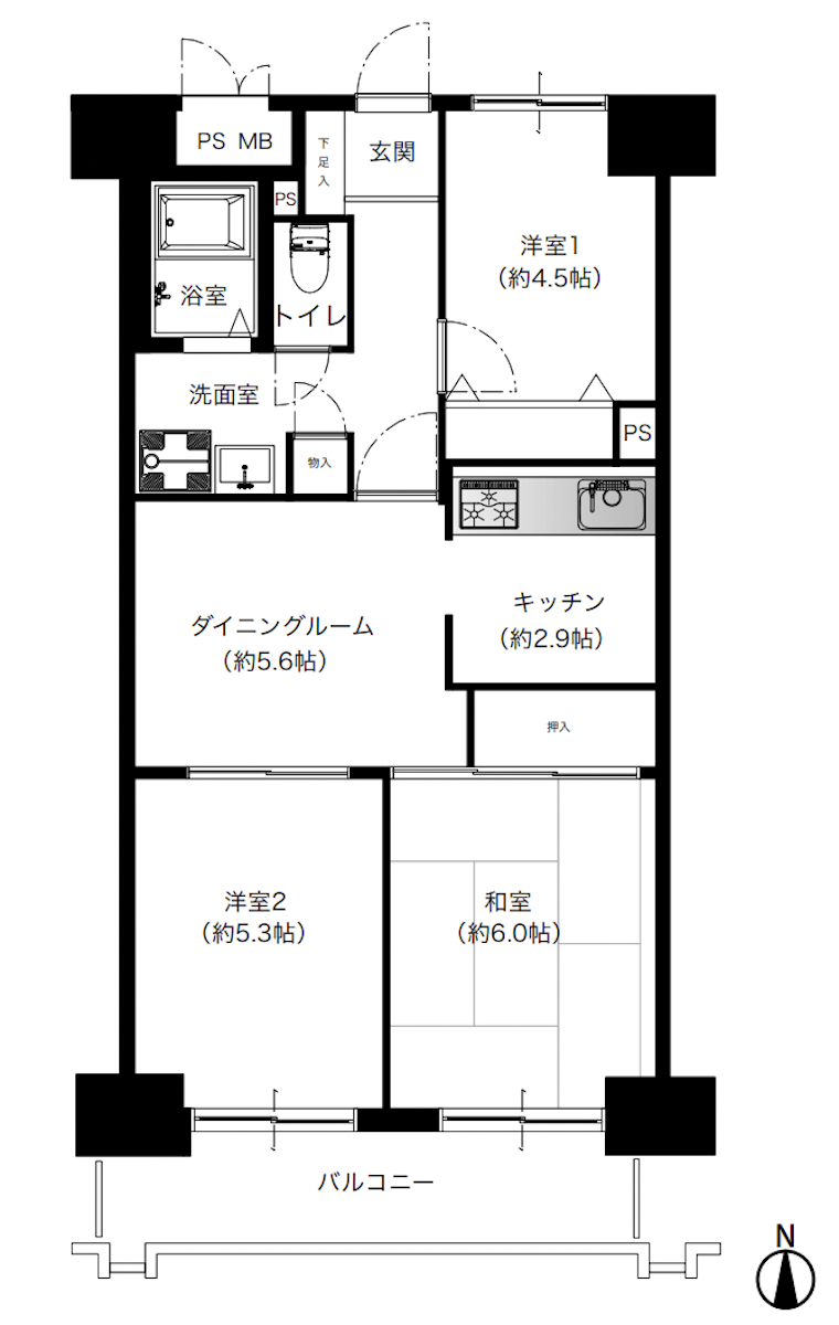 東建品川南ハイツの間取り図