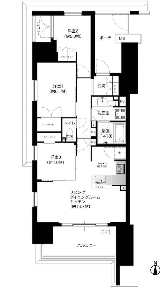 エステムコート川口並木サウスガーデンの間取り図