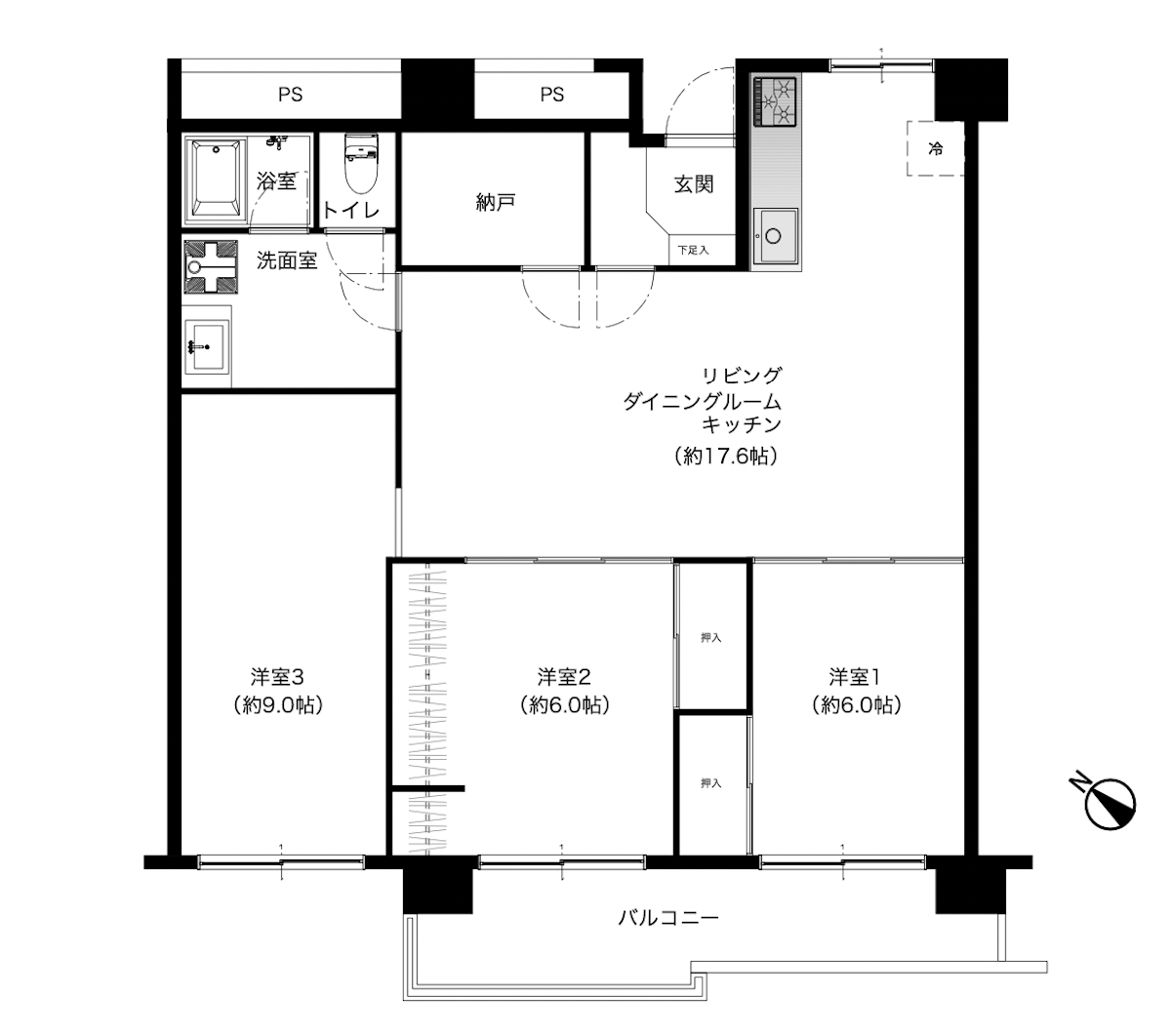 小田急北本マンションA棟の間取り