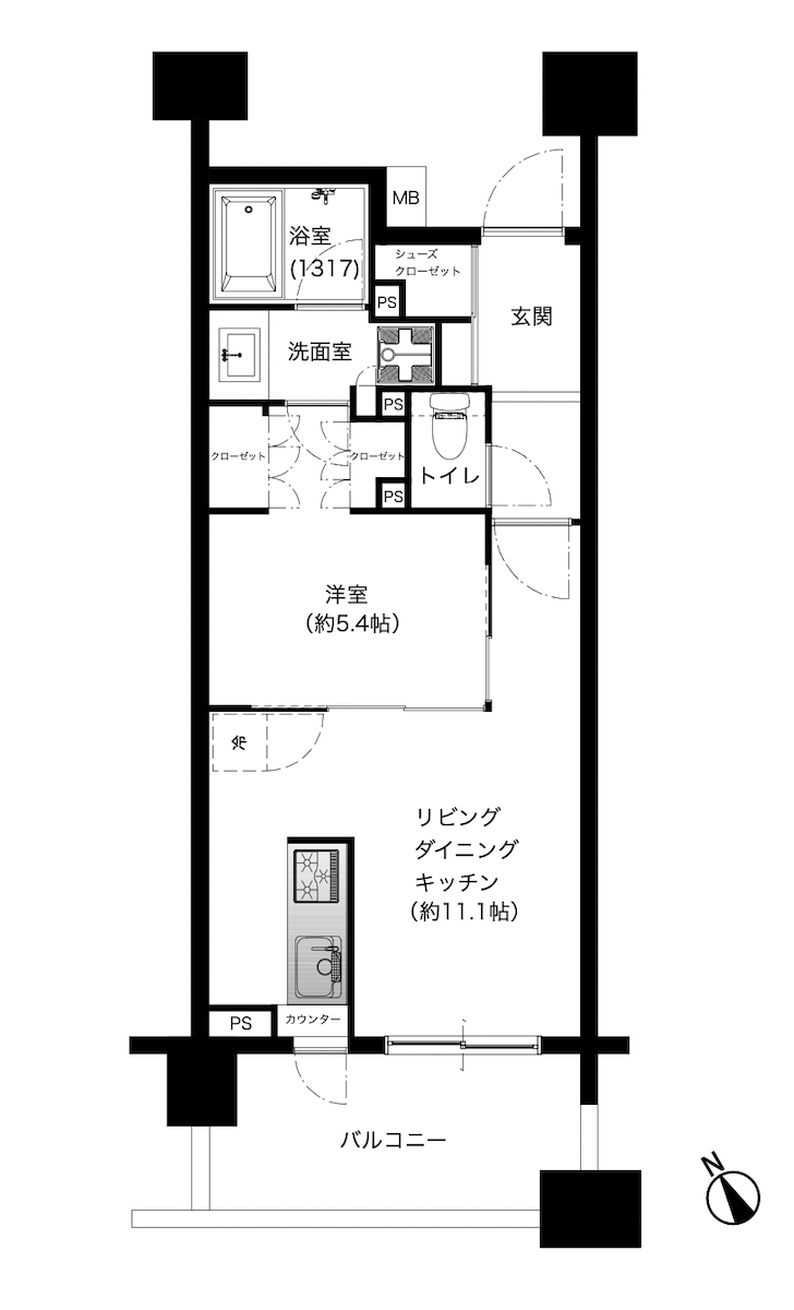 クレヴィアタワー目黒不動前の間取り