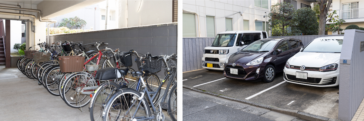 マンション東陽の駐車場と駐輪場