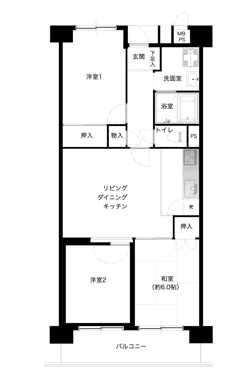 東大和グリーンタウン2号棟の間取り図