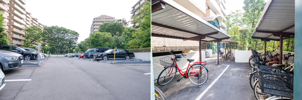 駐車場と駐輪場